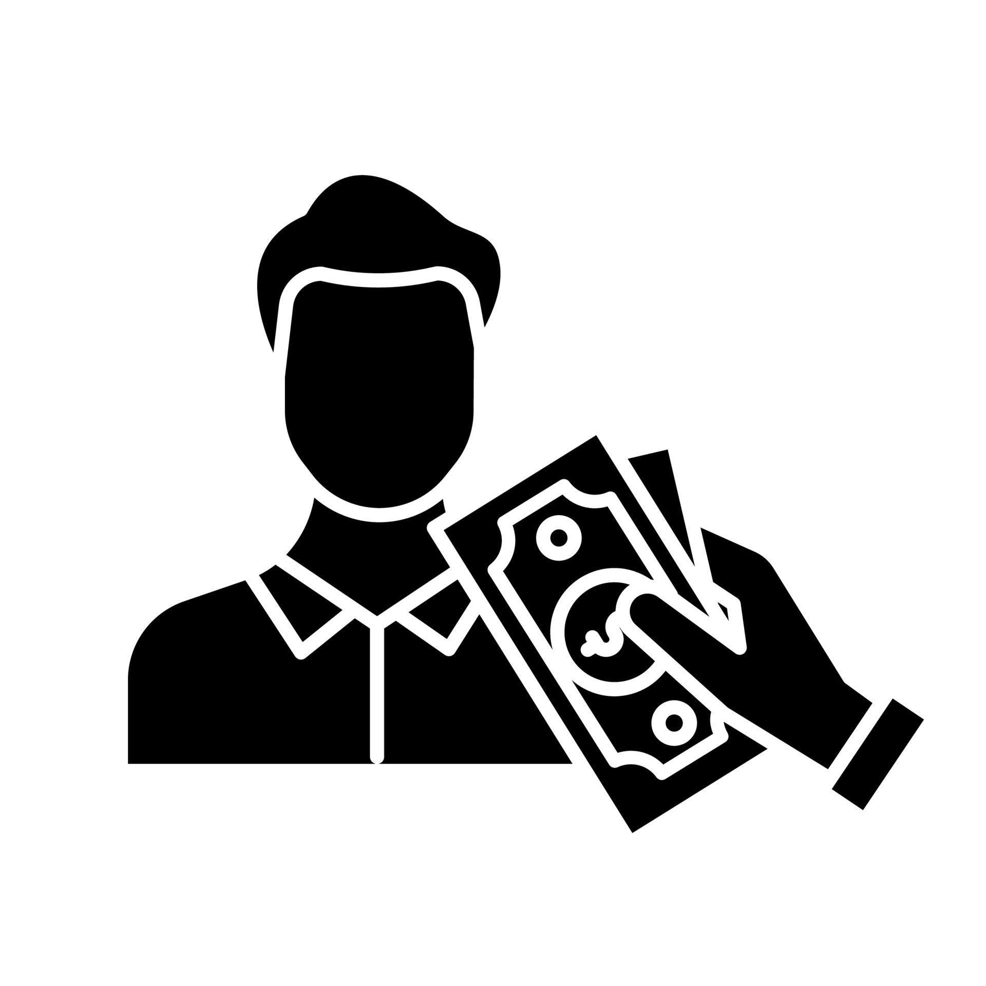 borrowing-cash-glyph-icon-lending-money-pay-for-credit-loan-man-taking-dollar-banknotes-managing-finances-and-budget-account-silhouette-symbol-negative-space-isolated-illustration-vector
